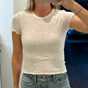 Rag & Bone White Lace Short Sleeve Tee XS